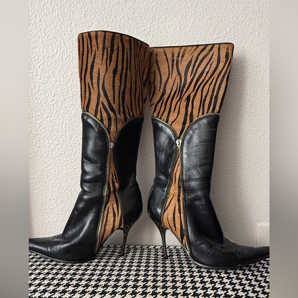 Black and Brown animal print Women's Boots - Picture 2 of 10